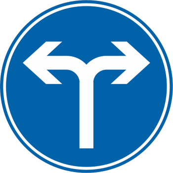 Verkehrszeichen Nr. 214-30: Vorgeschriebene Fahrtrichtung rechts oder links