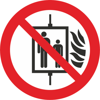 Aufzug im Brandfall nicht benutzen (Verbotszeichen P020)