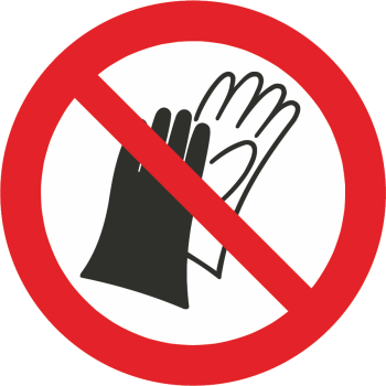 Benutzen von Handschuhen verboten (Verbotszeichen P028)