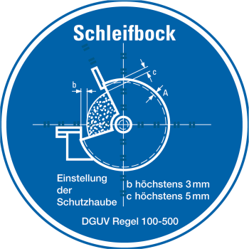 Schleifbock DGUV Regel 100-500 (Gebotszeichen Praxisbewährt)