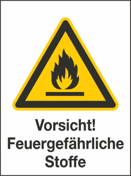 Kombischild Warnung vor feuergefährlichen Stoffen (Warnzeichen W021)