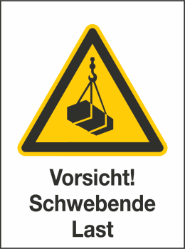 Kombischild Warnung vor schwebender Last (Warnzeichen W015)