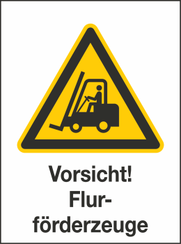 Kombischild Warnung vor Flurförderzeugen (Warnzeichen W014)