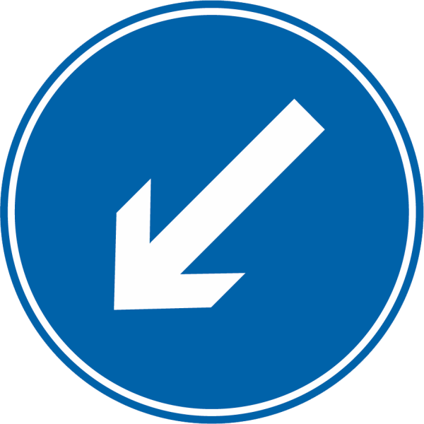 Verkehrszeichen Nr. 222-10: Vorgeschriebene Fahrtrichtung links vorbei