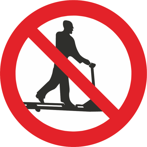 Roller fahren mit Handhubwagen verboten (Verbotszeichen Praxisbewährt)