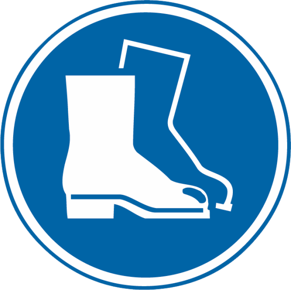Fußschutz benutzen (Gebotszeichen M008)