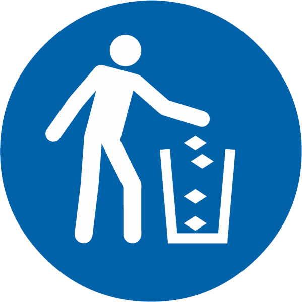 Abfallbehälter benutzen (Gebotszeichen M030)