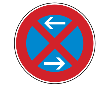 Verkehrszeichen 283-30: absolutes Halteverbot Mitte, Aufstellung rechts