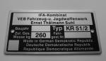 Typenschild geätzt für Simson Schwalbe KR 51/2 IFA-Kombinat, beschriftet, Nadelprägung